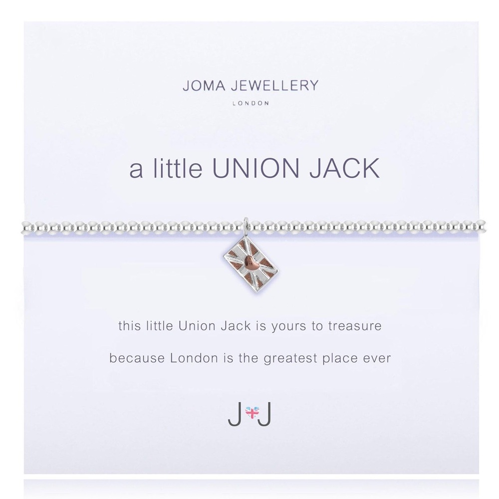 Joma Jewellery A Little Union Jack Flag Silver Beaded Charm Bracelet Y2K Travel